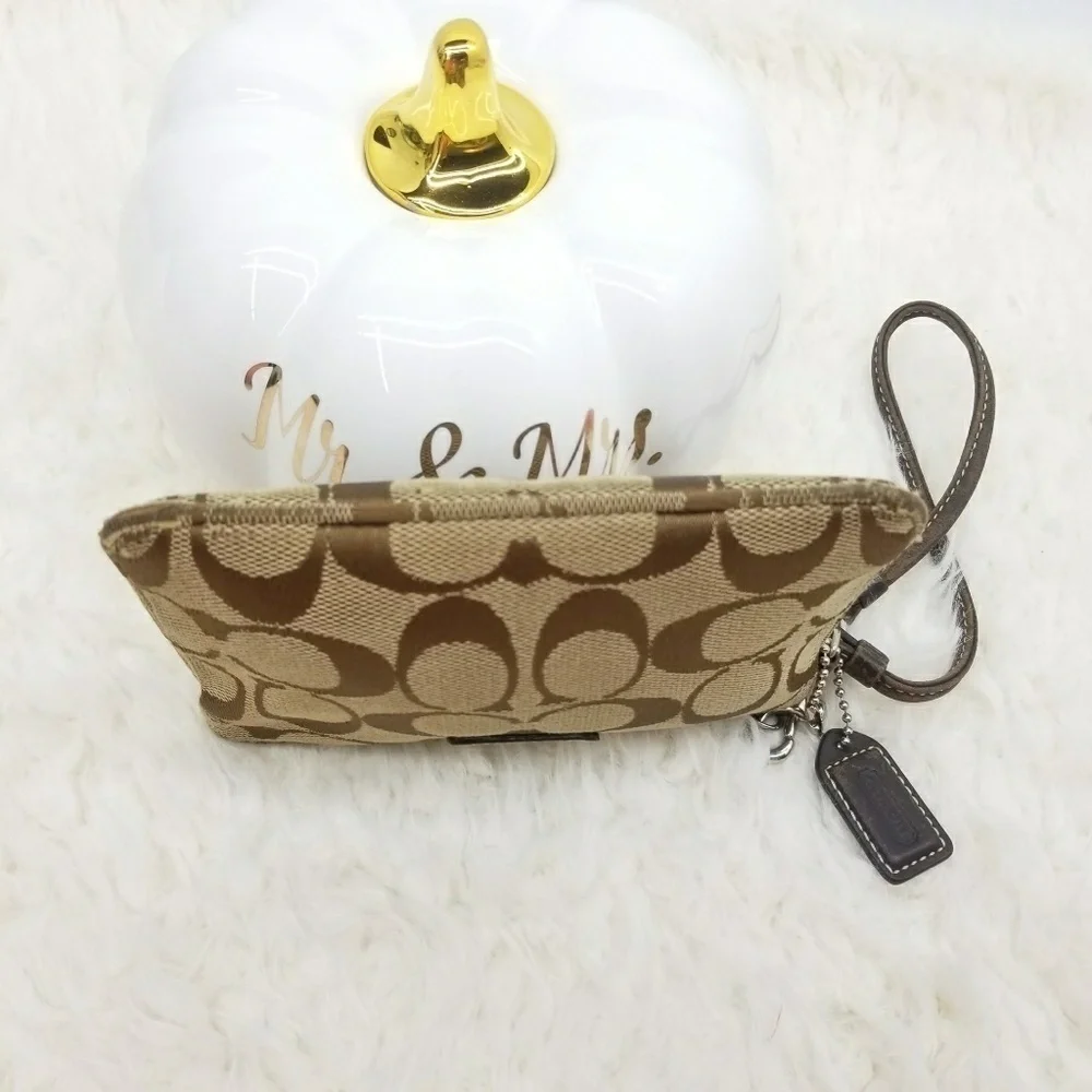 Coach Wristlet Monogram Tan and Brown